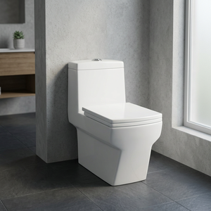 Offre Spéciale : Ensemble WC Monobloc Moderne en Céramique à Poser au Sol avec Double Chasse et Lavabo sur Pied pour Salle de Bain - Product Image 4