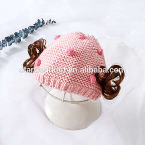 Productos <span class=keywords><strong>de</strong></span> punto dulce y encantadora chica sombrero bebé sombrero con peluca - Product Image 3