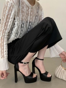 2025 Summer <b>Black</b> Super High <b>Heel</b> <b>Open</b>-toed Sandals for Women Outdoor High <b>Heels</b> - Product Image 6