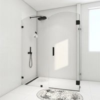 Cabine de douche d'angle personnalisée sans cadre avec porte à charnières, moderne, en acier inoxydable, pour salle de bain, chambre, villa, extérieur