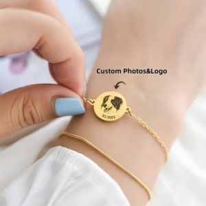 Wholesale the Latest Fashion Stainless Steel <b>Custom</b> Pet Portrait DIY <b>Name</b> Engraving Jewelry Set for Gift Party - Product Image 1