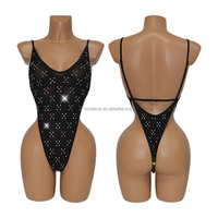 S748 nouveau Design strass body étincelant danseur tenues exotique fait Spandex Nylon taille unique pôle Festivals compétitions