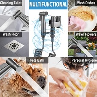 Set Semprotan Bidet Genggam USA untuk Toilet, Kit Shattaf Terpasang di Dinding dengan Selang Spiral Anti Aliran Balik G1/2 Grosir