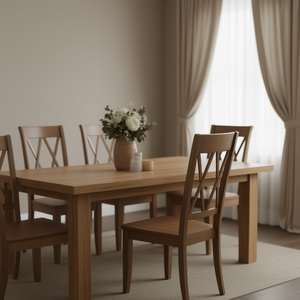 Juego de 2 sillas de comedor con chapa de pino, respaldo doble en X, estilo transicional para muebles de comedor - Product Image 2