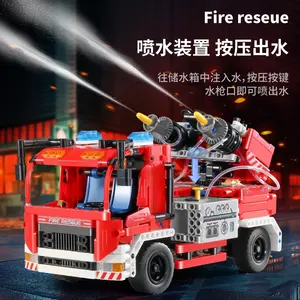 Blocos de construção compatíveis com lego, kits de montagem de blocos de construção tipo bombeiro, unidade de comando de bombeiros, conjunto de construção de brinquedos divertido