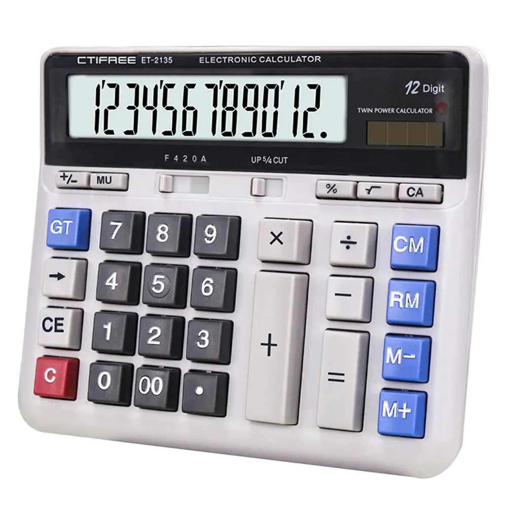 Calculadora Electronic Calculator 12 Digits Desk Counter Solar & Battery Power Display Multi-Functional Financial Calculator