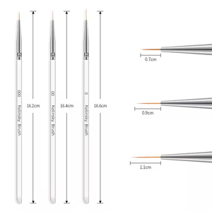 Pinceaux Liner Kolinsky – Lot de 3 avec Manche Transparent – Stylo de Peinture à Ongles en Cristal pour Fleurs, Acrylique, Gel UV, Extension, Dessin, Manucure – Vente en Gros - Product Image 2