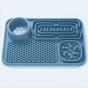 Large <b>Silicone</b> Dog Lick and Slow Feeding <b>Mat</b> with Integrated Bowl - Product Image 1