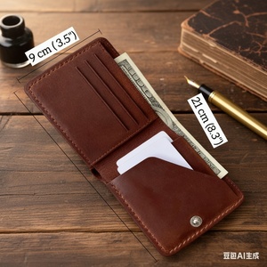 กระเป๋าสตางค์แบบพับสองตอน วินเทจ ป้องกัน RFID  ใส่เหรียญได้ ดีไซน์เรโทร เรียบง่าย พกพาสะดวก พร้อมที่หนีบเงิน  บุด้วยไนลอน สำหรับผู้ชาย - Product Image 6