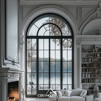 Ventanas de hierro forjado minimalistas de lujo con marco negro fino y estilo de vidrio moderno