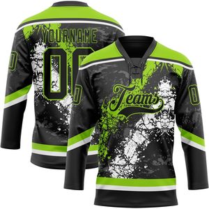 Maillot de hockey personnalisé unisexe pour adulte, sublimé, anti-humidité, col en V, uniforme d'entraînement, motif éclaboussures - Product Image 2