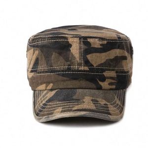 Casquette plate à 5 panneaux pas chère, style cadet, vintage, effet vieilli, camouflage, pour sports de plein air - Product Image 3