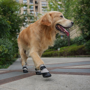 Bottes de <span class=keywords><strong>neige</strong></span> d'hiver à logo personnalisé pour chiens à <span class=keywords><strong>la</strong></span> mode en caoutchouc imperméable à rayures réfléchissantes semelle antidérapante en coton latex solide pour - Product Image 5