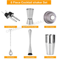 Kit de barman Martini 24oz 6 pièces en acier inoxydable