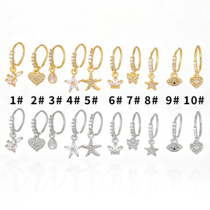 YW Anillo Ajustable de Septum con Ojo Turco, Corazón y Luna de Circonita Cúbica, <span class=keywords><strong>Piercing</strong></span> Multiusos para Nariz, Daith, Helix, Tragus, Snug y Piercings Orbitales - Product Image 1