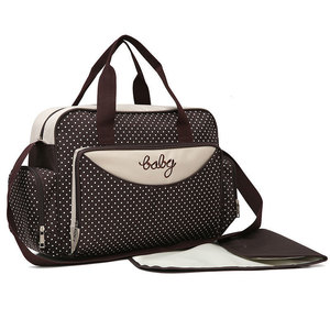 Conjunto de bolsa de pañales para bebé de gran capacidad con diseño de puntos, bolso de viaje de maternidad con cambiador y accesorios - Product Image 3
