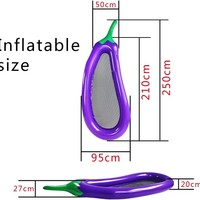 Grand matelas flottant en forme d'aubergine avec chaise longue en filet, pliable, en PVC épaissi, pour la baignade et les loisirs aquatiques