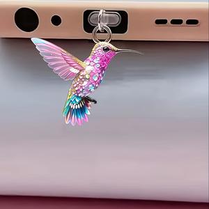 Pendentif anti-poussière 2D plat en acrylique coloré motif colibri pour connecteur <span class=keywords><strong>Lightning</strong></span> iPhone et connecteur ovale Type-C - Product Image 1