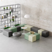 Banc de salon en cuir carré au design moderne, chaise d'attente sans dossier pour hôpital, salle de sport, école, réception, salon de coiffure, salon