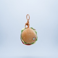 Adorable Porte-clés de Noël en peluche douce 2-en-1, motif chien hamburger de dessin animé, avec fermeture éclair surprise en forme de nourriture, ornement chiot