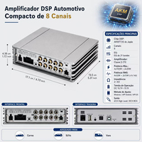 Amplificateur de voiture 8 canaux classe D DSP, amplificateur de puissance 4 canaux, puce AKM japonaise, RMS 4x60W+4x25W, égaliseur 31 bandes, audio stéréo d'usine