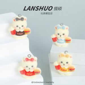 Llavero de peluche de oso KFC, miniatura 3D, de resina plástica flocada, decoraciones para el interior del coche, para niños de 8 a 13 años - Product Image 5