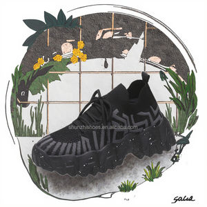 Chaussures ouvertes décontractées classiques italiennes pour femmes, taille 13, style coréen, tige en maille tricotée, doublure en maille, couleurs mélangées, à lacets, tendance mode - Product Image 3