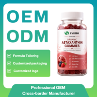 Gummies d'astaxanthine en gros OEM ODM, Gummies végétaliennes à l'extrait de plantes d'astaxanthine, Saveur baies mélangées, 60 unités, Complément alimentaire végétalien