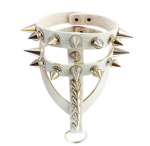 <span class=keywords><strong>Rock</strong></span> alternativo Punk all'ingrosso genuino personalizzato da uomo in pelle nera polsino protezione bracciale ampio bracciale bracciale - Product Image 6