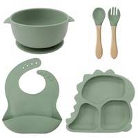 Vente en gros de produits pour bébés personnalisables, vaisselle en silicone de qualité alimentaire, ensembles d'alimentation pour bébés, ensembles pour nouveau-nés, cadeaux, assiettes pour bébés, bavoirs