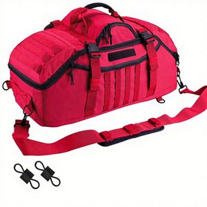Sac de sport tactique en denim 55L 3-en-1 avec fermeture éclair, sac à dos tactique MOLLE pour le sport, la gym et les activités de plein air, rouge - Product Image 1