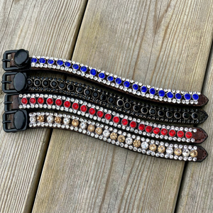 Diadema de cristal caliente para caballo, de 3 filas, hecha a mano, de la mejor calidad, de cuero puro, con cristales personalizados de 3 filas, brillante. - Product Image 1