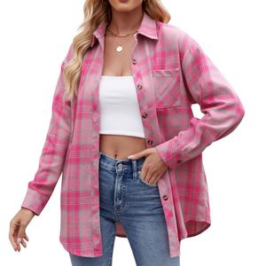 <strong>Women</strong> Plaid <strong>Flannel</strong> <strong>Shirt</strong> Long Sleeve Casual <strong>Shirts</strong> Vintage <strong>Check</strong> Blouse Multi Color Plaid Shacket Outerwear Streetwear Tops - Product Image 3