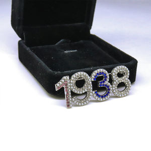 Fancy 2 filas diseño con incrustaciones de perlas Jack y Jill of America año de fundación 1938 símbolo joyería rosa y azul Bling JJ broche Pin - Product Image 2