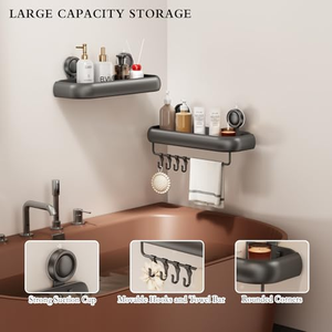 Support de rangement à ventouse pour lavabo de salle de bain, organiseur de gel douche sans perçage - Product Image 4