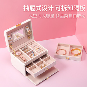 Guorui boîte de rangement de <span class=keywords><strong>bijoux</strong></span> de mode de <span class=keywords><strong>grande</strong></span> <span class=keywords><strong>capacité</strong></span> avec tiroir boîte à <span class=keywords><strong>bijoux</strong></span> en cuir pu vente en gros - Product Image 3