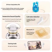 Earbud TWS Nirkabel Digital Display Stereo Bluetooth 5.3 dengan Casing Transparan, Headphone untuk Olahraga & Gaming