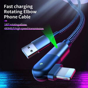 <span class=keywords><strong>1</strong></span>,2 M indicador LED transmisión de alta velocidad USB 2,0 2.4A rápido de Carga giratoria 180 codo Teléfono <span class=keywords><strong>Cable</strong></span> para el juego - Product Image 2