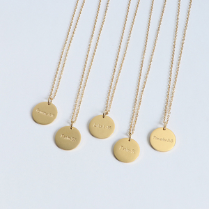 Joyería cristiana, collar de disco de acero inoxidable para mujeres y hombres, palabras inspiradoras grabadas con cadena de eslabones, estilo moderno - Product Image 1