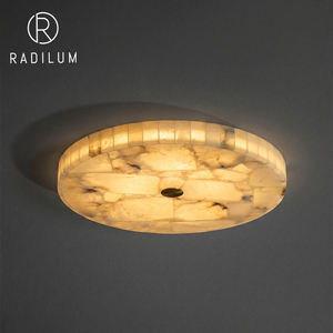 Luxury Natural Alabaster <b>Ceiling</b> Lamp Full Brass Italian Minimalist Round Stone Sconce Bedroom Living Room Hotel Project - Product Image 1