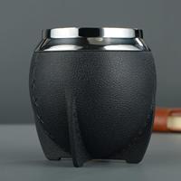 Nouvelle Tasse à Yerba Maté en Cuir à Double Paroi en Acier Inoxydable 304 Argentin, 280 ml, Modèle Calabash, Vente Chaude 2025