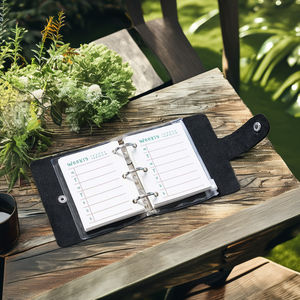 Diario settimanale del taccuino in vera pelle A9 libro con pagine 120 Mini raccoglitore con maniche in vacchetta - Product Image 2