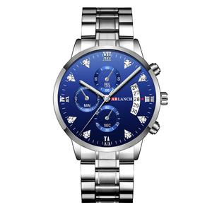 Montre à quartz multifonction pour homme, chronographe, 3 sous-cadrans, étanche, lumineuse, bracelet en acier inoxydable - Product Image 1