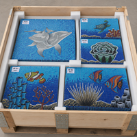 Mosaïque de verre personnalisée haut de gamme, murale sur mesure, design monde sous-marin pour parcs aquatiques, centres de villégiature, stades, piscines, murs décoratifs intérieurs