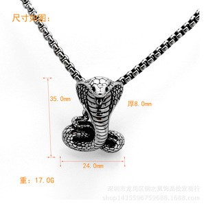 Collar con colgante del zodiaco de serpiente yunnique, diseño de cobra de acero inoxidable para niños y niñas, regalo, joyería de moda - Product Image 2