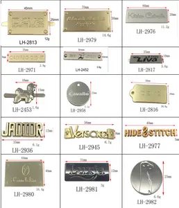 High Quality Design Metal Brand Name Raised Metal Logo Plates For Handbag Brand Logos