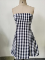 Robe tube sexy à taille haute et coupe ajustée en polyester et coton à carreaux rétro, tendance mode estivale pour femmes