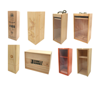 Boîte à vin personnalisée en bois de pin pour une bouteille, avec couvercle rabattable/fenêtre, réutilisable, décoration moderne pour la maison, vente en gros d'usine, OEM ODM, boîte en bois