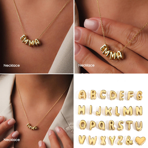 Pendentifs en lettres en acier inoxydable style bulle, breloques pour bracelets et colliers DIY, pendentifs alphabet dorés, accessoires pour la fabrication de bijoux - Product Image 4