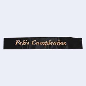 Écharpe d'anniversaire noire avec lettres or rose, décoration élégante pour fête, lot de 12 pièces - Product Image 1